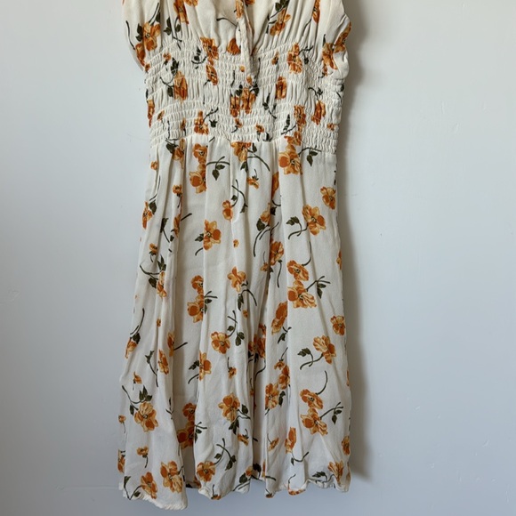 Reformation Elyse Dress Floral Cream Yellow Size: 6 - Picture 4 of 7